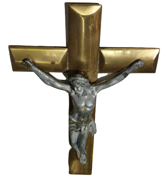 1960 PİRİNC VE  VE KURŞUN ALAŞIMLI MADENDEN YAPILMA İSANIN CARMAGA GERİLİŞİNİN SENBOLU  OLAN HAC İSTAVROZ