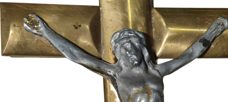 1960 PİRİNC VE  VE KURŞUN ALAŞIMLI MADENDEN YAPILMA İSANIN CARMAGA GERİLİŞİNİN SENBOLU  OLAN HAC İSTAVROZ