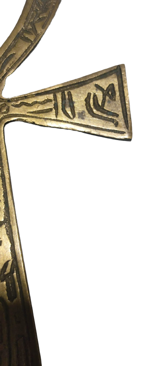 PİRİNC ZİNCİRLİ BOYNA ASILAN  ANKH MISIR RA GÖZÜYLE KORUMA ŞANS BEREKET SEMBOLU KOLYE ÜZERİ KALEM İŞİ DİNİ KORUYUCU MOTİFLERLE BEZELİ