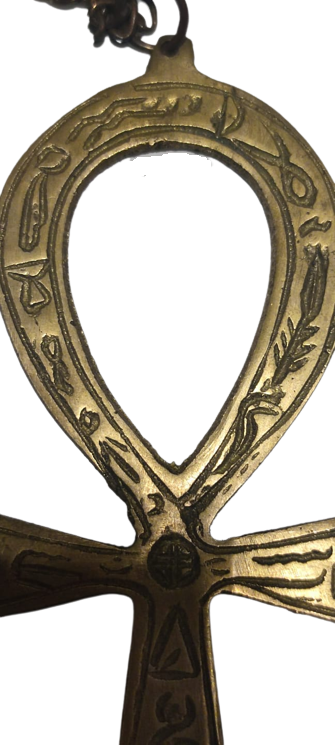 PİRİNC ZİNCİRLİ BOYNA ASILAN  ANKH MISIR RA GÖZÜYLE KORUMA ŞANS BEREKET SEMBOLU KOLYE ÜZERİ KALEM İŞİ DİNİ KORUYUCU MOTİFLERLE BEZELİ