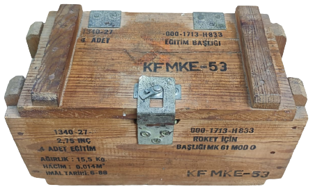 ASKERİ AHŞAP UFAK BOYDA CEPHANE SANDIGI KAPAKLI KENARLAR METAL TAKVİYELİ KİLİTLEME MANDALLI ANAHTAR TAKILABİLİR SİSTEMLİ