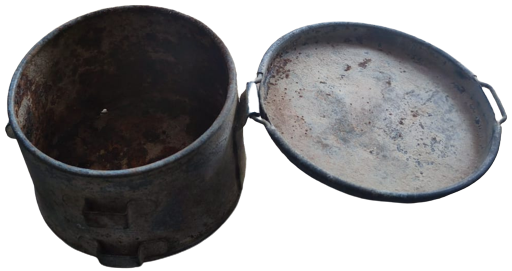 BİRİNCİ İKİNCİ DUNYA ŞAVAŞI RUTBELİ  SUBAY KARAVANA YEMEK SEFER TASI METALDEN KAPAKLI