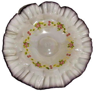 OSMANLI KOPARMA BEYAZ OPALIN ÜZERİ EL İŞCİLİKLİ CİCEKLERLE SÜSLENMİŞ BUYUK BOY LOKUMLUK