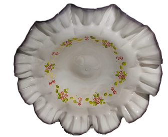 OSMANLI KOPARMA BEYAZ OPALIN ÜZERİ EL İŞCİLİKLİ CİCEKLERLE SÜSLENMİŞ BUYUK BOY LOKUMLUK