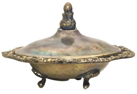 OSMANLI UFAK KAPAKLI PİRİNC GÜMÜŞ KAPLAMA KAHVE YANINDA SUNULAN LOKUM İKRAMLIK SAGAN