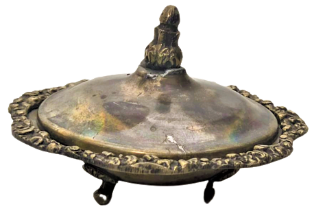 OSMANLI UFAK KAPAKLI PİRİNC GÜMÜŞ KAPLAMA KAHVE YANINDA SUNULAN LOKUM İKRAMLIK SAGAN