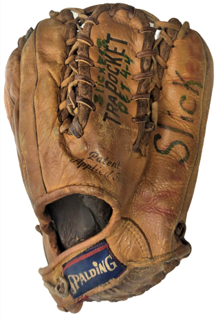 1960 USA SPALDING TRA POCKET BEYZBOL ELDİVENİ PROFOSYENEL ELDE DİKİLMİŞ TAMAMI DERİ BAZI SPORCULARIN İSİMLERİ YAZMAKTA ÜZERİNDE 