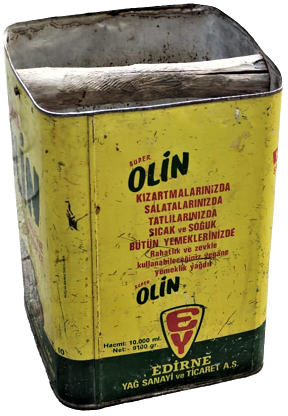 OLİN YAG TENEKESİ 10 LİTRELİK SU TASIMA TENEKE KABI OLARAK KULLANILMIŞ KOLESTTEROLSUZ SÜPER OLIN RAFİNE VİNTERİZE