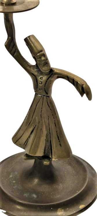 1950 PİRİNC DÖKUM  MEVLEVİ ŞAMDAN TEK MUMLU KAİDELİ ELİNDE MEŞALE TUTAN DEVİR VE DEVERAN EDEN SEMAZEN TEMALI