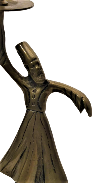 1950 PİRİNC DÖKUM  MEVLEVİ ŞAMDAN TEK MUMLU KAİDELİ ELİNDE MEŞALE TUTAN DEVİR VE DEVERAN EDEN SEMAZEN TEMALI