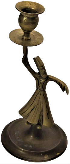 1950 PİRİNC DÖKUM  MEVLEVİ ŞAMDAN TEK MUMLU KAİDELİ ELİNDE MEŞALE TUTAN DEVİR VE DEVERAN EDEN SEMAZEN TEMALI