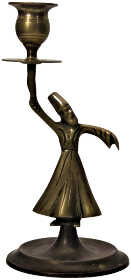 1950 PİRİNC DÖKUM  MEVLEVİ ŞAMDAN TEK MUMLU KAİDELİ ELİNDE MEŞALE TUTAN DEVİR VE DEVERAN EDEN SEMAZEN TEMALI