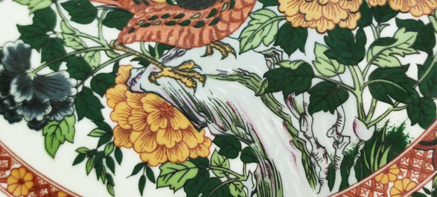 EL CİZİM BOYAMA KUŞLAR CİCEKLER DESENLİ PORSELEN DUVAR TABAK  HAND MADE CHINA  TYPE