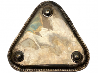 MASA ÜZERİ BAHARAT TAKIMI ÜCGEN FORMDA TEPSİ TUZLUK BİBERLİK VE KAŞIKLI KAPAKLI SOSLUK  4 PARCA GÜMÜŞ KAPLAMA