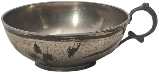 PİRİNC KULPLU ÜZERİ FUL KALEM EL  İŞLEME UFAK BOYDA  KULPLU CAMCAK  ZEMZEM İKRAMINDA İÇMEK İÇİN KULLANILAN