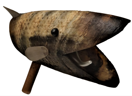 HAPISHANE İŞİ, MAHKUMLARIN  BOYNUZDAN YAPILMA BALIK FORMUNDA TASARLANMIŞ  GECE LAMBASI KURRUK YUZGEC VE AHŞAP KAİDELİ 