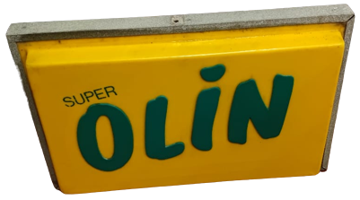 1970 SÜPER OLİN YAG REKLAMI TABELASI ISIKLI FİBERGLASS  TEK TARAFLI  CİFT RENK ÖZEL TASARIMLI BAKKAL VE SATIŞ MAGAZA KAPISINA ASILAN