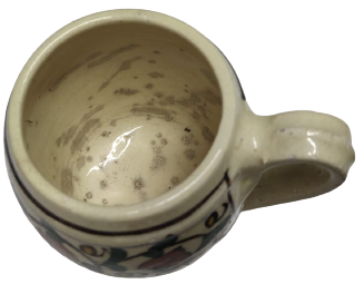 KUTAHYA ÜZERİ EL CİZİM EL BOYAMA OSMANLI DESENLİ  CİCEK RESİMLERİYLE BEZELİ KULPLU KUPA BARDAK