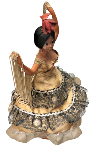 1960 LATERNALI MÜZİKLE DÖNEREK DANS EDEN İSPANYOL BEBEK  BALERİN ELBİSELİ  ALT KAİDESİ CEVRİLEREK KURULMAKTADIR