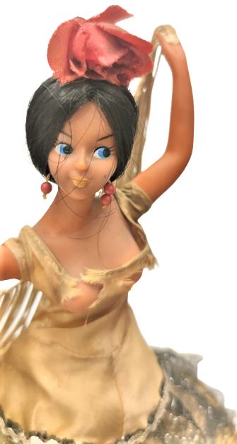 1960 LATERNALI MÜZİKLE DÖNEREK DANS EDEN İSPANYOL BEBEK  BALERİN ELBİSELİ  ALT KAİDESİ CEVRİLEREK KURULMAKTADIR