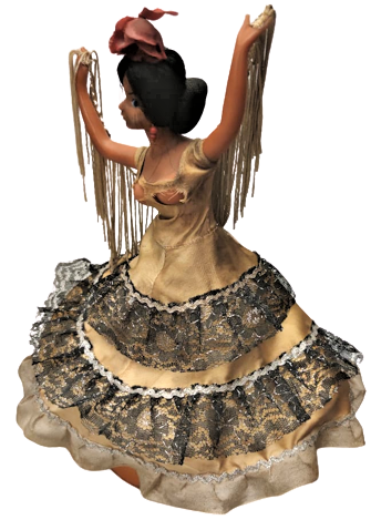 1960 LATERNALI MÜZİKLE DÖNEREK DANS EDEN İSPANYOL BEBEK  BALERİN ELBİSELİ  ALT KAİDESİ CEVRİLEREK KURULMAKTADIR