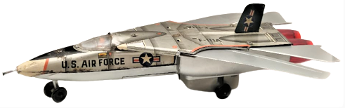 JAPAN -T.N TİN LİTHO GRUMMAN F111A US AIR FORCE ASKERİ SAVAŞ JETİ  TENEKE KANATLAR ACILIR PLASTİK PİLLİ UCAK TOYS JET UCAK