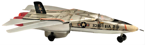 JAPAN -T.N TİN LİTHO GRUMMAN F111A US AIR FORCE ASKERİ SAVAŞ JETİ  TENEKE KANATLAR ACILIR PLASTİK PİLLİ UCAK TOYS JET UCAK