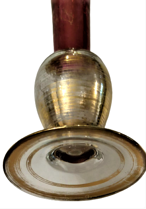 1800 OSMANLI BEYKOZ EL  USTA İŞCİLİKLİ YAPIM  UFLEME CAM COK NADİR KARANFİLLİK ÜZERİ ALTI  ALTIN AGIZ KISMI ÜC ADET CİCEK BEZEME EL CEKME KIZIL KIRMIZI  SORUNSUZ