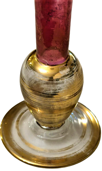 1800 OSMANLI BEYKOZ EL  USTA İŞCİLİKLİ YAPIM  UFLEME CAM COK NADİR KARANFİLLİK ÜZERİ ALTI  ALTIN AGIZ KISMI ÜC ADET CİCEK BEZEME EL CEKME KIZIL KIRMIZI  SORUNSUZ