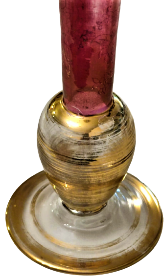 1800 OSMANLI BEYKOZ EL  USTA İŞCİLİKLİ YAPIM  UFLEME CAM COK NADİR KARANFİLLİK ÜZERİ ALTI  ALTIN AGIZ KISMI ÜC ADET CİCEK BEZEME EL CEKME KIZIL KIRMIZI  SORUNSUZ