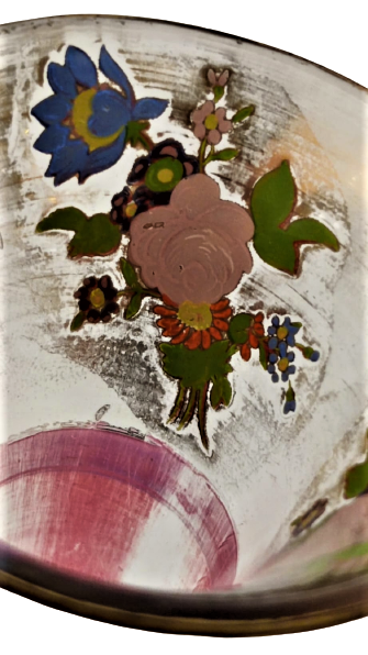 1800 OSMANLI BEYKOZ EL  USTA İŞCİLİKLİ YAPIM  UFLEME CAM COK NADİR KARANFİLLİK ÜZERİ ALTI  ALTIN AGIZ KISMI ÜC ADET CİCEK BEZEME EL CEKME KIZIL KIRMIZI  SORUNSUZ