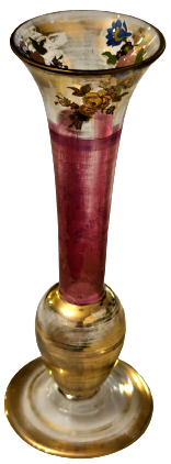 1800 OSMANLI BEYKOZ EL  USTA İŞCİLİKLİ YAPIM  UFLEME CAM COK NADİR KARANFİLLİK ÜZERİ ALTI  ALTIN AGIZ KISMI ÜC ADET CİCEK BEZEME EL CEKME KIZIL KIRMIZI  SORUNSUZ