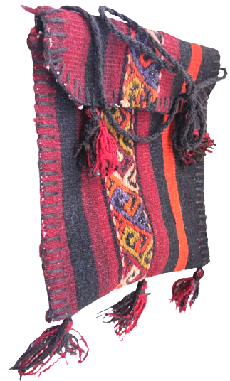 CANLI RENKLERDE  COBAN AZIK HEYBESİ YUN KÖK BOYAMA EL YAPIMI TAMAMI ASKI İPLİ 