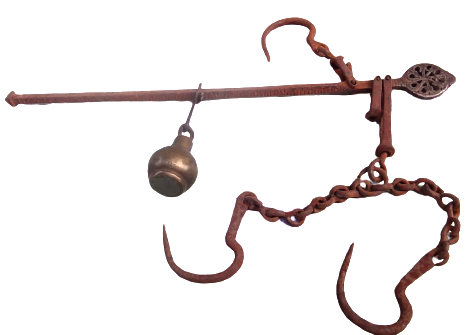 OSMANLI DÖGME CELİK CENGELLİ  BRONZ SARI AYAR TOPUZLU KANTAR GENELDE KUCUK ESNAFLARIN KULLANDIGI TARTI ALETİDİR