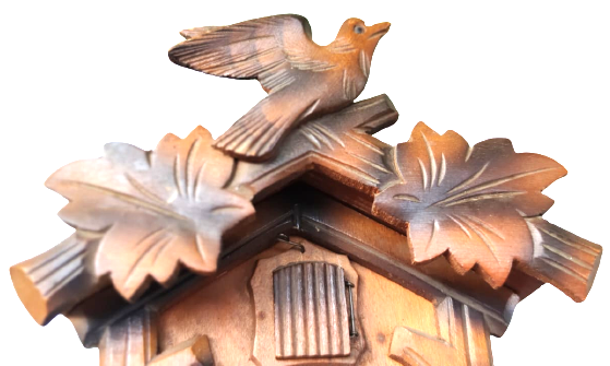 ALMAN KUCKUCKSUHR CUCKOO CLOCK HORLOGE A COUCOU NO 302/1 COL KOMPLE EL YAPIM AHŞAP KASA PİRİNC MAKİNA SARKACLI GUGUKLU SAAT 