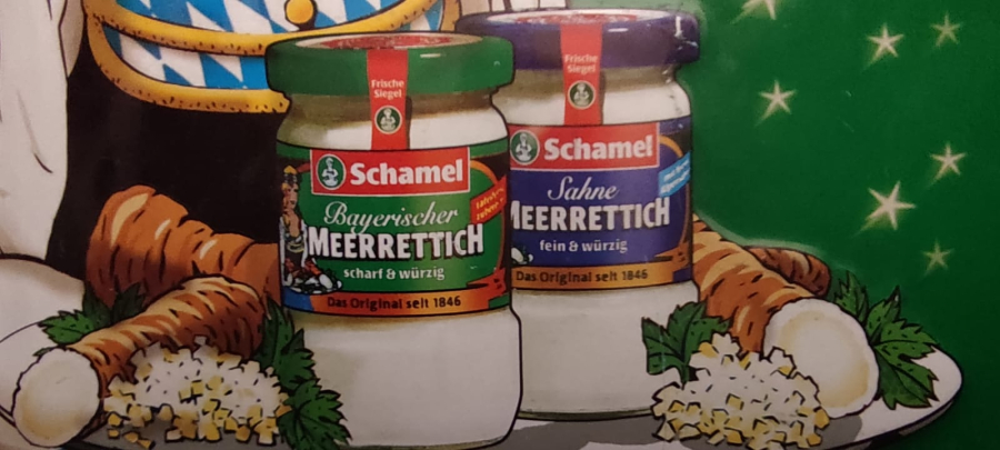 TENEKE BASKI KABARTMALI SCHAMEL MEERRETTİCH MEERRETTİCH JEDE SPEİSE TABELA  RECEL MARMELAT REKLAMLI TABELA