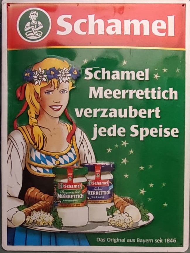 TENEKE BASKI KABARTMALI SCHAMEL MEERRETTİCH MEERRETTİCH JEDE SPEİSE TABELA  RECEL MARMELAT REKLAMLI TABELA