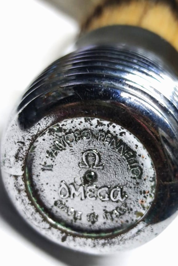 1950 IL FAMOSO PENNELLO OMEGA  MADEIN İTALY  OMEGA METAL SAPLI ORJINAL PORSUK KILI TIRAŞ FIRÇASI KOLEKSİYON 