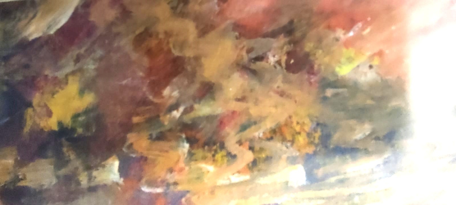 1970 HASAN KAVRUK  RESSAM SANATCI İMZALI KARTON ÜZERİNE GUAJ BOYA SERBEST CALIŞMA ORJİNAL YANSITMAYAN CAMLI CERCEVESİNDE