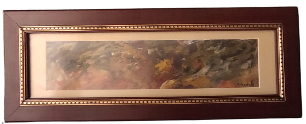 1970 HASAN KAVRUK  RESSAM SANATCI İMZALI KARTON ÜZERİNE GUAJ BOYA SERBEST CALIŞMA ORJİNAL YANSITMAYAN CAMLI CERCEVESİNDE