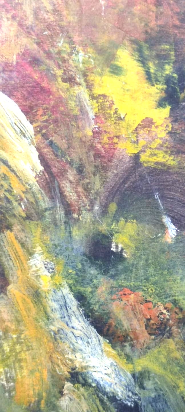 1970 HASAN KAVRUK  RESSAM SANATCI İMZALI KARTON ÜZERİNE GUAJ BOYA SERBEST CALIŞMA ORJİNAL YANSITMAYAN CAMLI CERCEVESİNDE