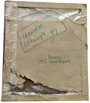 1979 İBRAHİM CİFTCİOĞLU RESSAM SANATCI İMZALI KARTON ÜZERİNE GUAJ CALIŞMA  ORJİNAL CERCEVESİNDE