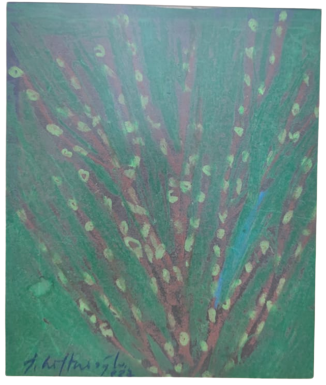 1979 İBRAHİM CİFTCİOĞLU RESSAM SANATCI İMZALI KARTON ÜZERİNE GUAJ CALIŞMA  ORJİNAL CERCEVESİNDE