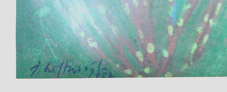 1979 İBRAHİM CİFTCİOĞLU RESSAM SANATCI İMZALI KARTON ÜZERİNE GUAJ CALIŞMA  ORJİNAL CERCEVESİNDE