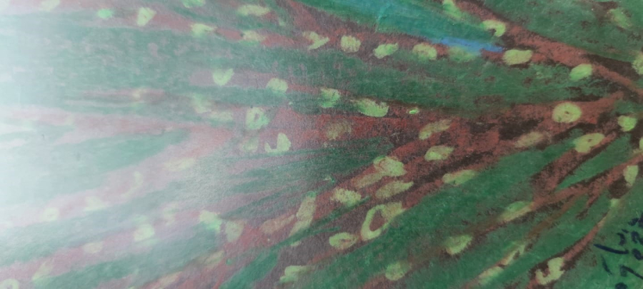 1979 İBRAHİM CİFTCİOĞLU RESSAM SANATCI İMZALI KARTON ÜZERİNE GUAJ CALIŞMA  ORJİNAL CERCEVESİNDE