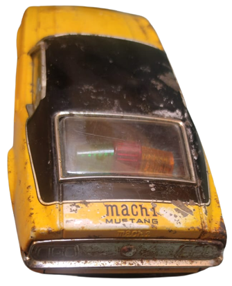 TAIYO JAPAN FORD MACH 1 MUSTANG TOYS TENEKE OYUNCAK ARABA PORTAKAL RENKDE İCERSİNDE POLİS CAKAR  İŞARET LAMBASI PİLLİ YARIŞ OTO