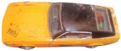 TAIYO JAPAN FORD MACH 1 MUSTANG TOYS TENEKE OYUNCAK ARABA PORTAKAL RENKDE İCERSİNDE POLİS CAKAR  İŞARET LAMBASI PİLLİ YARIŞ OTO