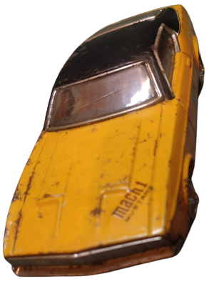 TAIYO JAPAN FORD MACH 1 MUSTANG TOYS TENEKE OYUNCAK ARABA PORTAKAL RENKDE İCERSİNDE POLİS CAKAR  İŞARET LAMBASI PİLLİ YARIŞ OTO