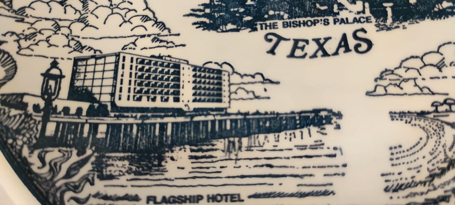 FİNE AMERİCAN İRONSTONE GALVESTON ISLAND PORSELEN DUVAR TABAGI AMERİKADAN MERKEZİ NOKTALAR GEZİ TABAGI 