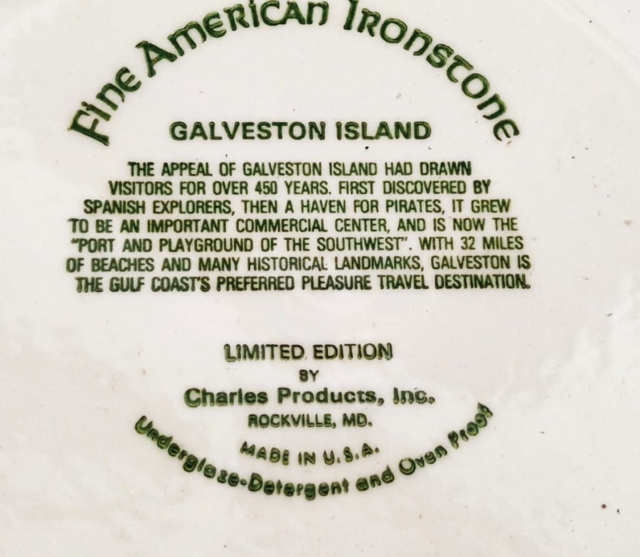 FİNE AMERİCAN İRONSTONE GALVESTON ISLAND PORSELEN DUVAR TABAGI AMERİKADAN MERKEZİ NOKTALAR GEZİ TABAGI 